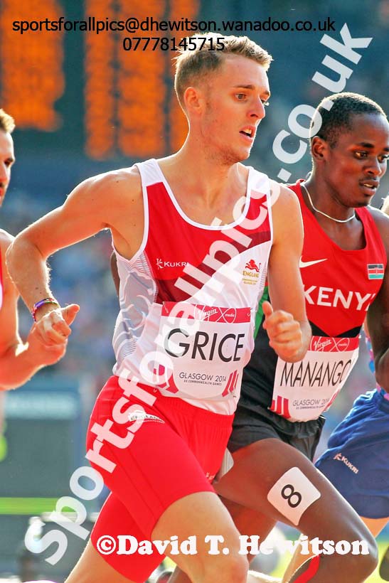 Charlie Grice (England) 1500 metres heats at the Commonwealth Games, Glasgow. Photo: David T. Hewitson/Sports for All Pics